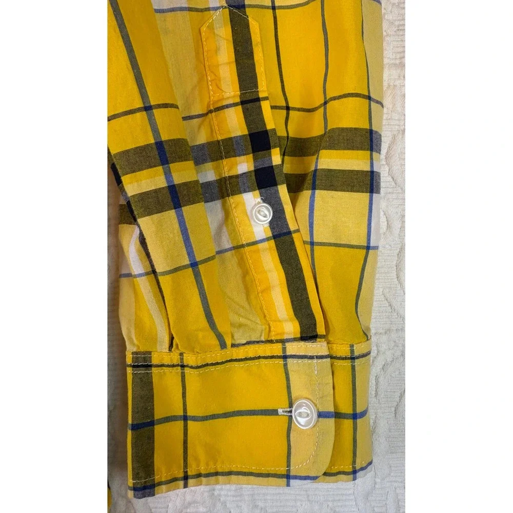 Lauren Ralph Lauren Kids Youth Yellow Blue White Plaid Long Sleeve‎ Shirt Size L